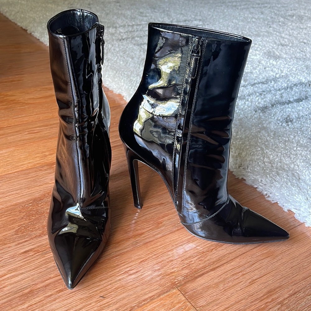 Balenciaga Patent Leather Pointed-Toe Boots